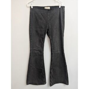 E4 Free People Jeans Womens 29R Flare Black Gray Bell Bottom Grunge Hippie Goth